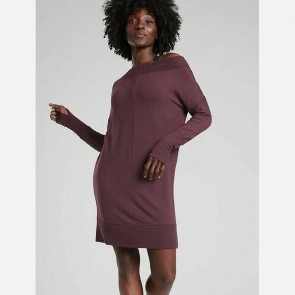 Athleta Studio Barre Sweatshirt Dress 2.0 Medium Athleisure Cozycore Studio Chic - Picture 1 of 9